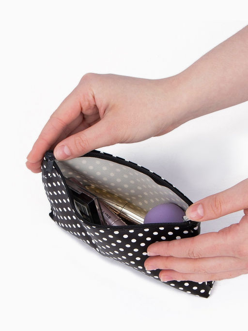 Цена за 3 шт. Косметичка-пенал на молнии, плоская, с рисунком Горох, чёрная - Simaland фото 4