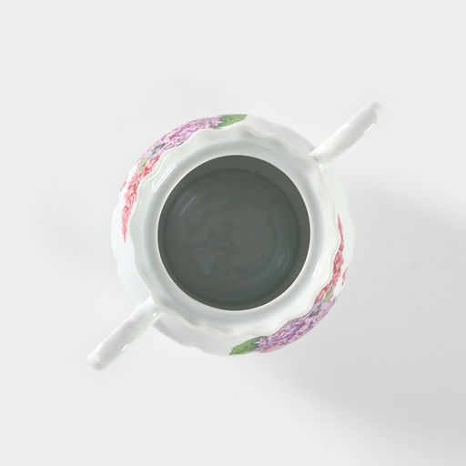 Сахарница Добрушский завод Сирень, 550 мл, с крышкой, фарфор, белая