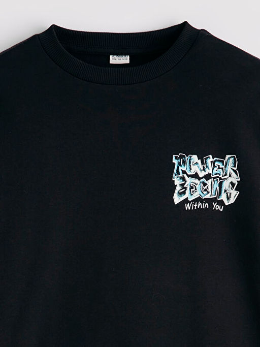 Bask?l? Erkek ?ocuk Sweatshirt