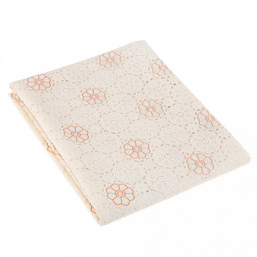 "LACE" Скатерть ажурная ПВХ "Елецкое кружево" 180х137см, длина стола до 140см, на 6 персон, бежевый фон, бежевое тиснение, матовая, на пленке, т.м. Домашняя мода (Китай)