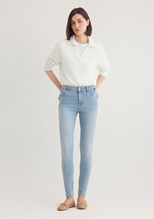 Tess Gold Premium Ac?k Mavi Jean Pantolon фото 2