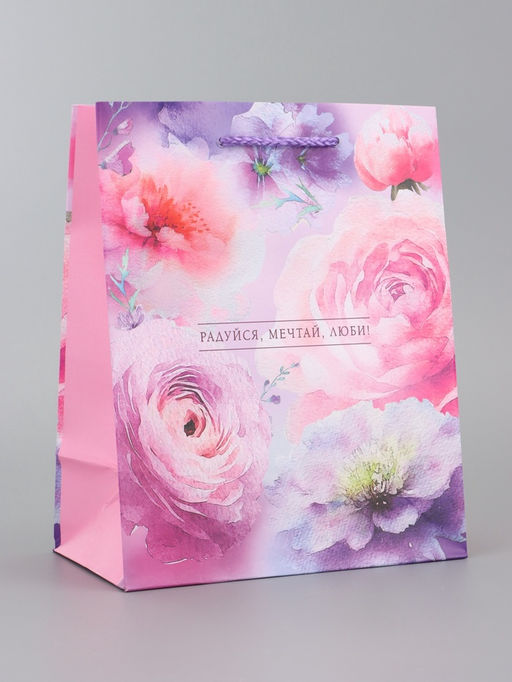 Цена за 2 шт. Пакет подарочный ламинированный вертикальный «Цветочное ассорти», 18×22.3×10 см