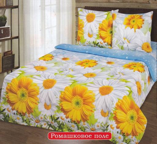 Постельное белье - Бязь Ромашковое поле АД Семейный (молния) - Luteks фото 2