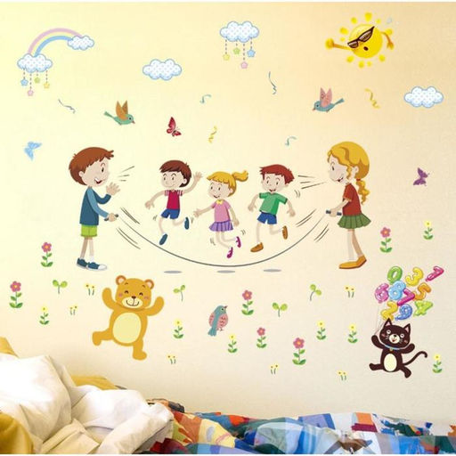 Наклейка пластик интерьерная цветная "Прыжки через скакалку" 50х70 см