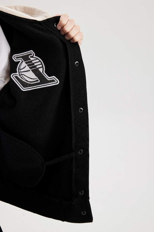 толстый тканевый кардиган с круглым вырезом для мальчиков NBA Current Teams - Defacto фото 8