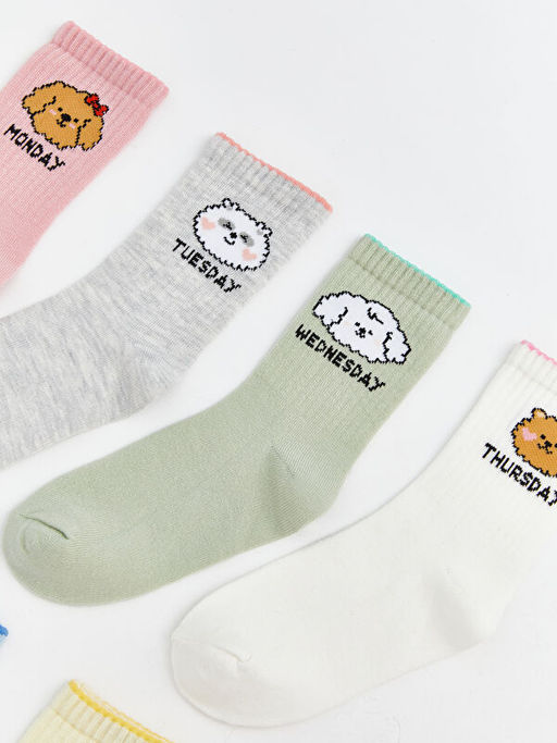 Desenli K?z ?ocuk Soket ?orap 7li