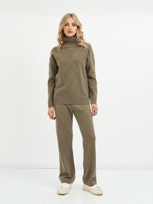 водолазка женская из шерсти с узором ромбы - Glenfield фото 3