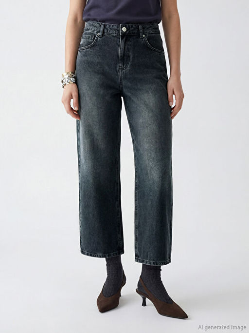 Barrel Fit Kad?n Jean Pantolon