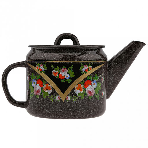 Красава Чайник эмалированный 1л, д12см, h10,2см, металлическая крышка, металлическая фиксированная ручка (Россия) - Домашняя мода фото 2