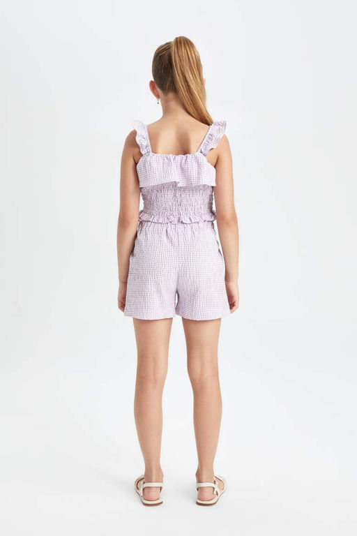 Клетчатые шорты из бумажного пакета для девочек - Defacto фото 6