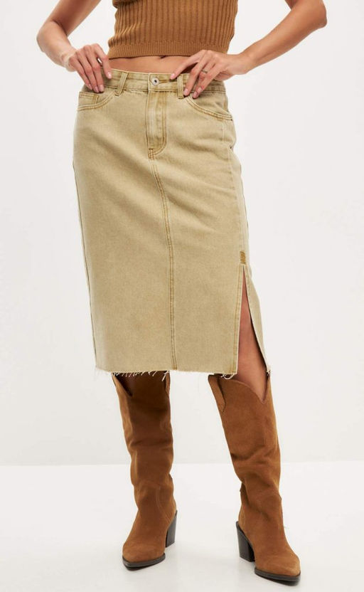 Юбка женская джинсовая миди P412-0219 хаки - Primm фото 9