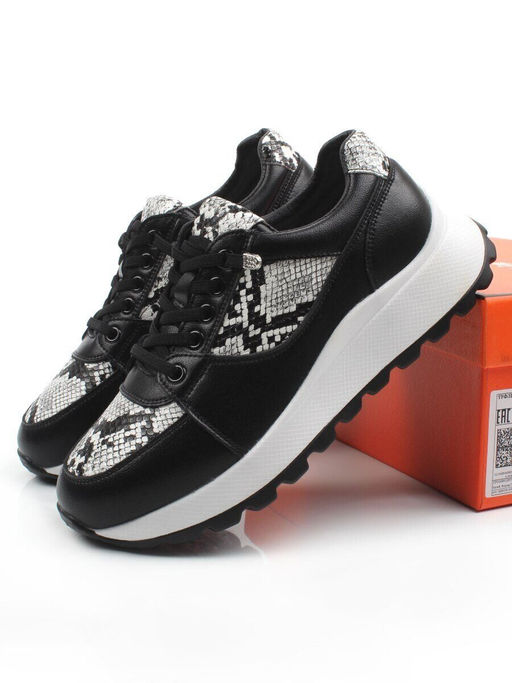 03-A847-10 BLACK Кроссовки женские (натуральная кожа)