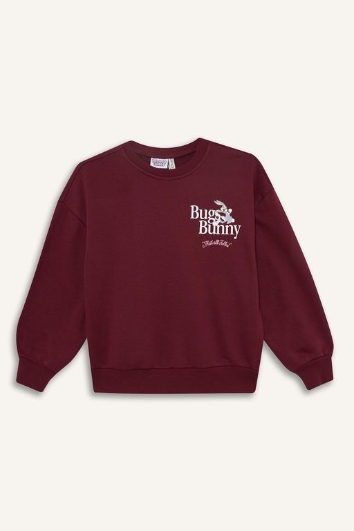 Looney Tunes Oversize Geni_ Kal_p Bisiklet Yaka Sweatshirt K_z _ocuk - Defacto фото 4