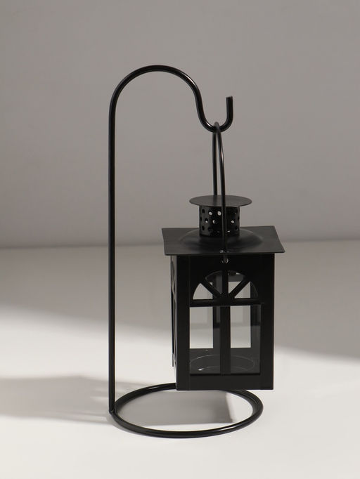 Подсвечник на 1 свечу «Фонарь с подставкой», металл, чёрный, 23.5×10×10 см