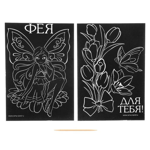 Цена за 3 шт. Гравюра детская «Фея», набор 2 шт., 10х15 см