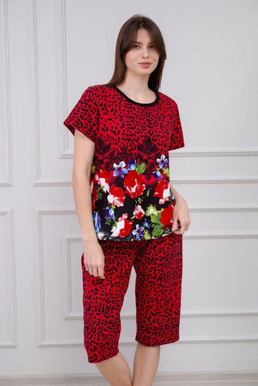 Пижама женская из интерлока Социал красная роза - Амадэль фото 5