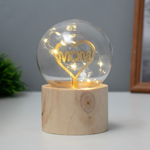 Фигурка светящаяся RISALUX Люблю маму, LED-ночник, 3?AG10, шар-8 см, 6.5?6.5?11.5 см  фото 2