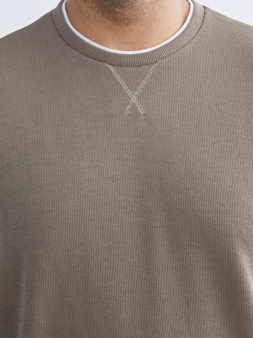 B?y?k Beden Bisiklet Yaka Erkek Sweatshirt