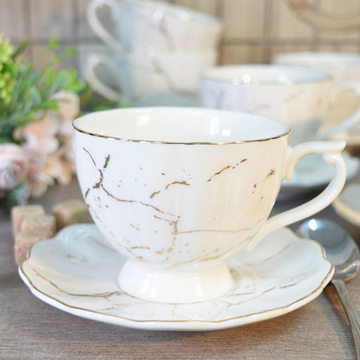 Набор чайный 12 пр 220 мл., 14 см Lavenir Золотой мрамор 176-647 в под.уп., фарфор арт. 00110487 - Полимербыт фото 2