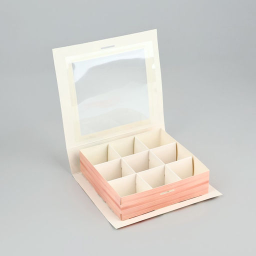 Цена за 5 шт. Коробка под 9 конфет с ячейками Ты прекрасна 14.5?13.5?3.5 см