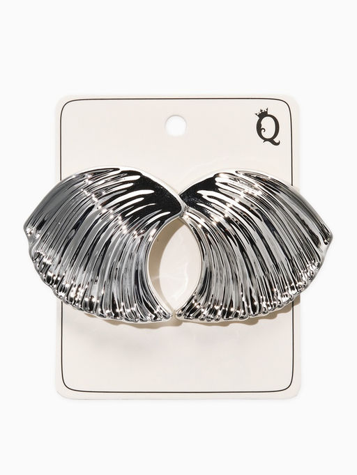 Цена за 2 шт. Серьги пластик "Волна", цвет серебро