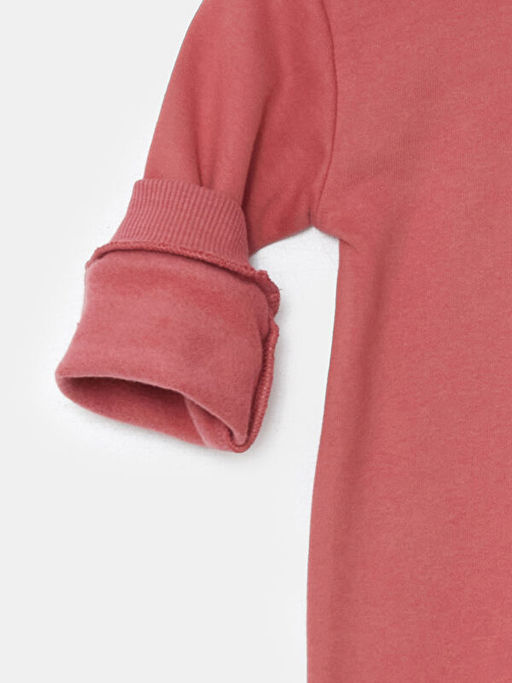 Bisiklet Yaka ?i?ekli Kal?n K?z ?ocuk Sweatshirt