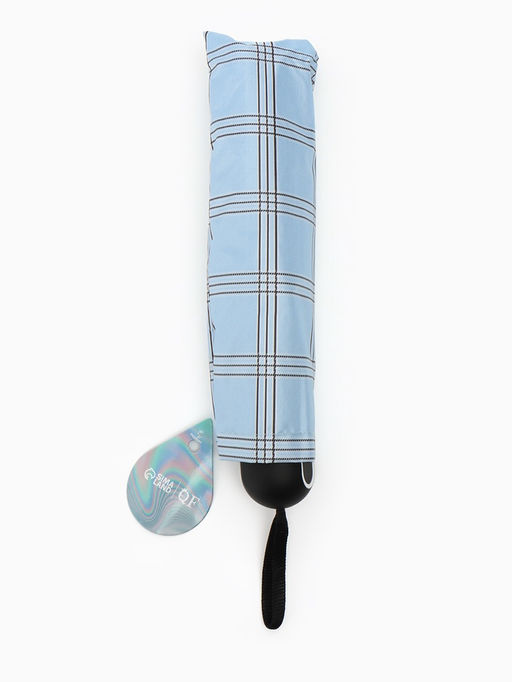 Зонт мех R47/55 8сп 4сл эпонж В/У УФ КЛЕТКА прямая ручка с/рез голубой пакет