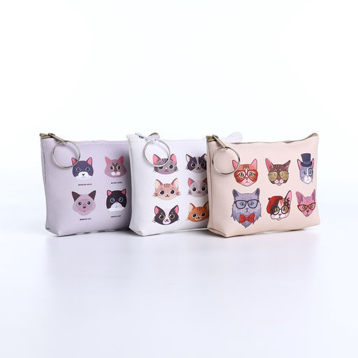 Цена за 2 шт. Кошелёк «Коты», монетница, на молнии, МИКС