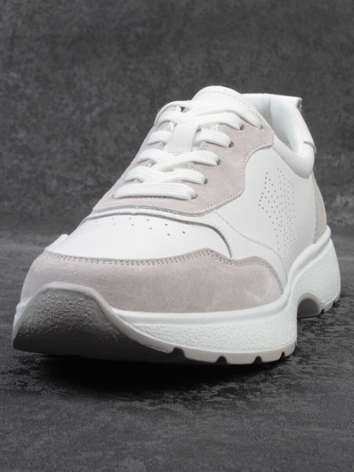 03-YC527-2 WHITE/GRAY Кроссовки женские (натуральная кожа)