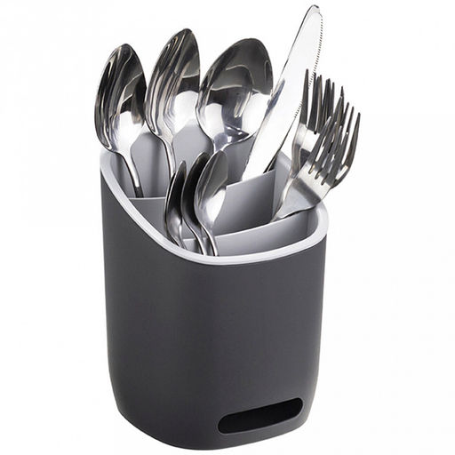 Подставка для столовых приборов пластмассовая "Изли" 12,5х12,5х17см, 3-х секционная, графитовый (Россия)