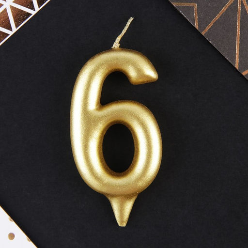 Свеча-цифра в торт 6, золото - Страна карнавалия фото 3