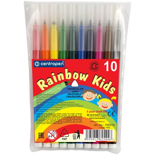 Фломастеры CENTROPEN "RAINBOW KIDS" 10 цв. (7550/10) трехгранные