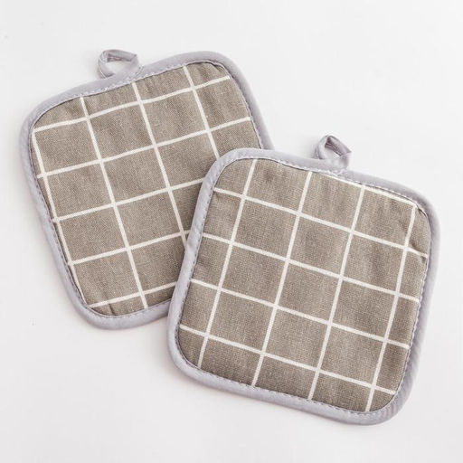 Цена за 2 шт. Кухонный набор «Доляна. Клетка»: серый, прихватка 17×17 см - 2 шт.,100% п/э
