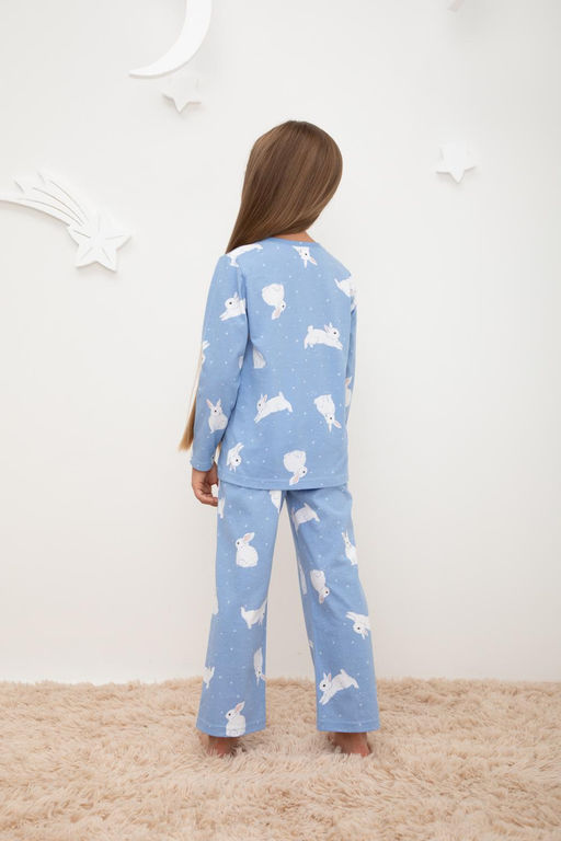 К 1622/зайки на снегу на голубом пижама дет