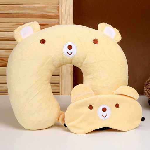 Подушка для путешествий на шею Мишка, с маской для сна - Simaland фото 5