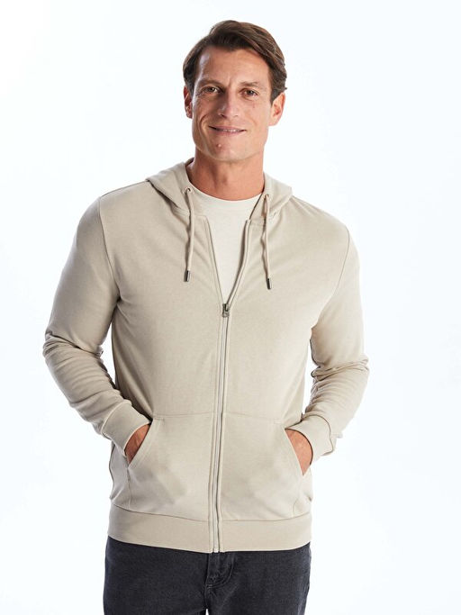 Kap??onlu Uzun Kollu Erkek Fermuarl? Sweatshirt