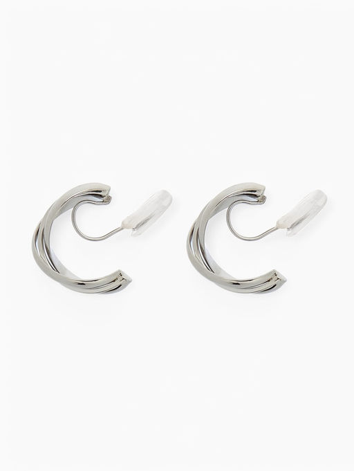 Серьги клипсы для ушей QF «Тренд», полукруг, цвет серебро