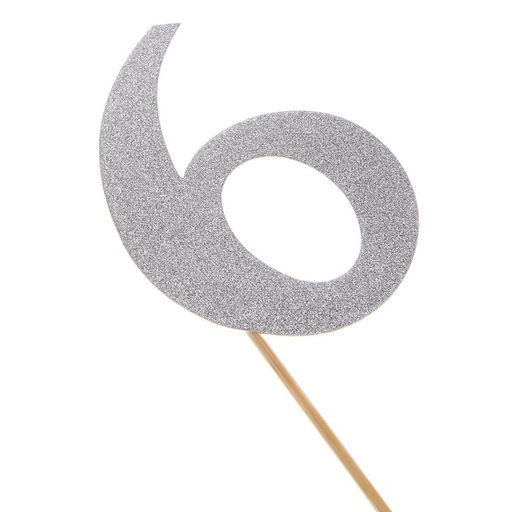 Цена за 6 шт. Топпер в торт 3, цвет серебро - Страна карнавалия фото 23