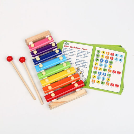 Металлофон музыкальная игрушка, 8 тонов, карточки с песнями