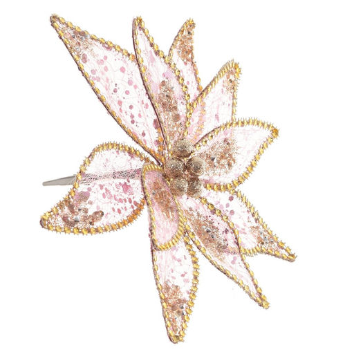 Цветок искусственный "Пуансеттия" (на клипсе), L24 W24 H12 см