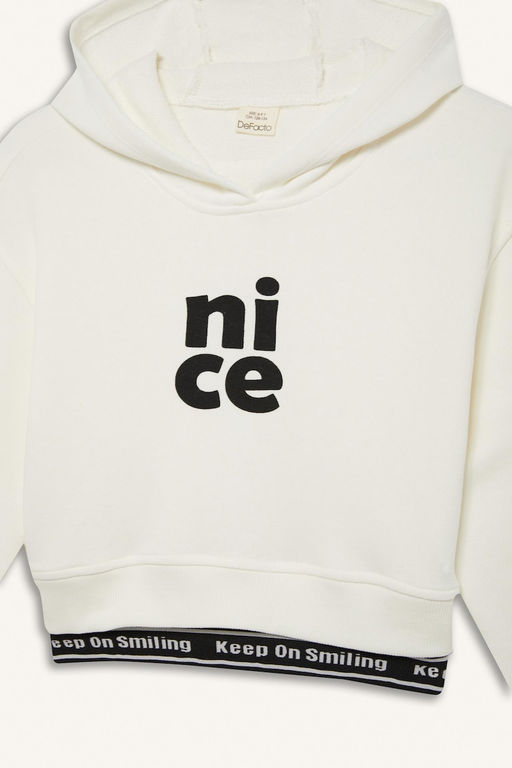 Relax Fit Kap__onlu Bask_l_ Sweatshirt K_z _ocuk - Defacto фото 10