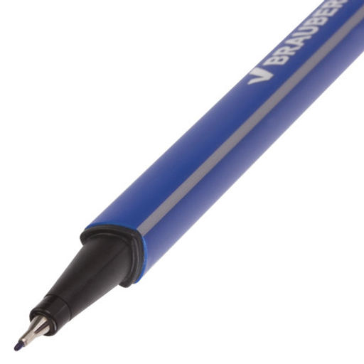 Цена за 3шт. Ручка капиллярная (линер) BRAUBERG "Aero", СИНЯЯ, трехгранная, металлический наконечник, линия письма 0,4 мм