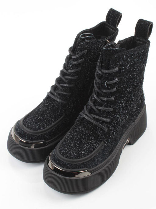 01-DMD-D256 BLACK Ботинки демисезонные женские (натуральная кожа, байка)