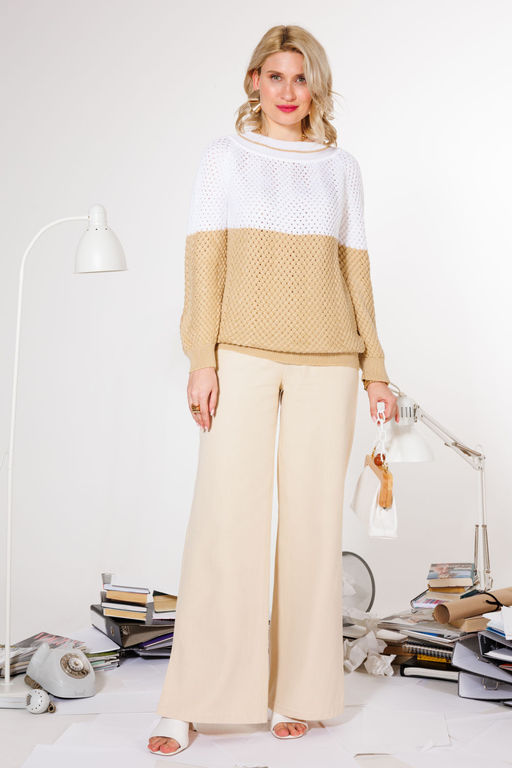 Джемпер KOKOdea 21-027 бело-бежевый  фото 5