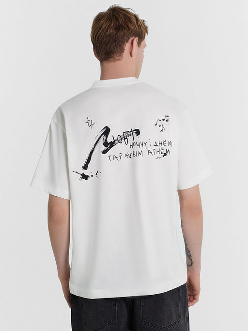 Футболка мужская белая Любi ноччу и днём гарачым агнём - Mark formelle фото 3