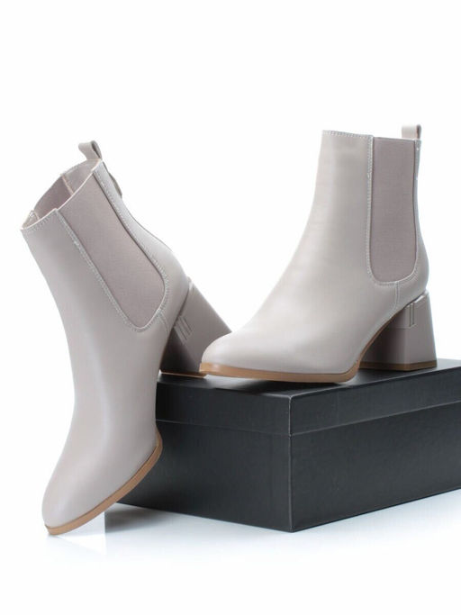 01-PCM359-2 GRAY/BEIGE Ботинки Челси демисезонные женские (натуральная кожа, байка)