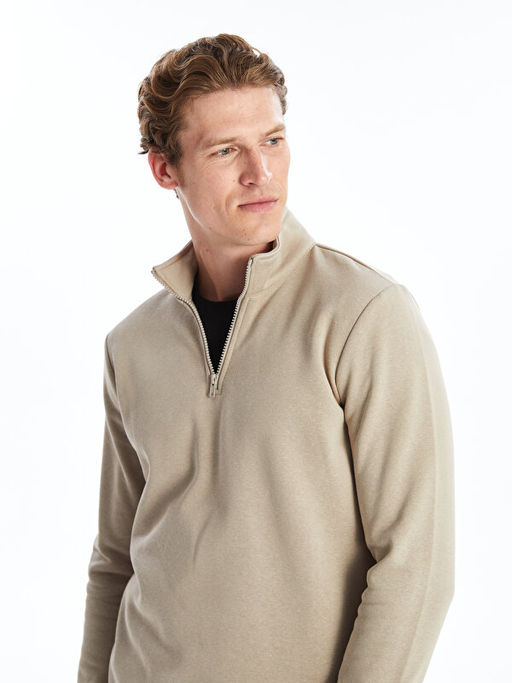 Dik Yaka Uzun Kollu Erkek Kal?n Sweatshirt