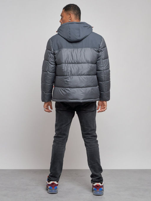 Куртка мужская зимняя с капюшоном спортивная великан серого цвета 8377Sr - Wonderrman фото 5