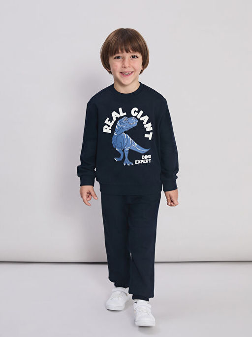 Bask?l? Erkek ?ocuk Sweatshirt ve E?ofman Alt?