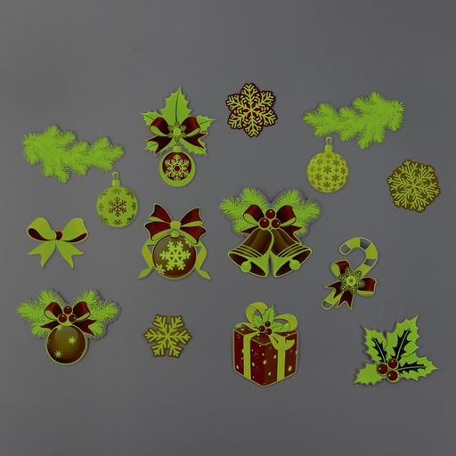 Набор для оформления светящийся в темноте «Новогодний», 15 элементов, 16×21 см